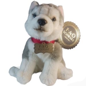FAO Schwarz Floppy Realistic Husky Puppy Plush 10 in nwt  1005985